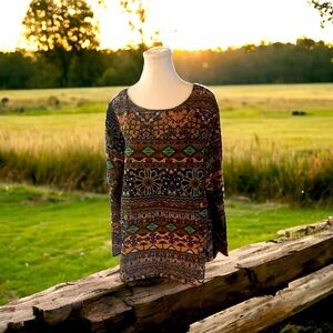 Zanzea Geometric Southwestern Long Sleeve Shirt Size 3X